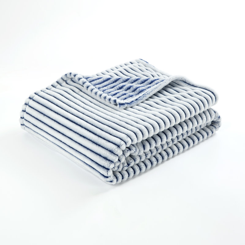Blanket, White/Navy, Throw