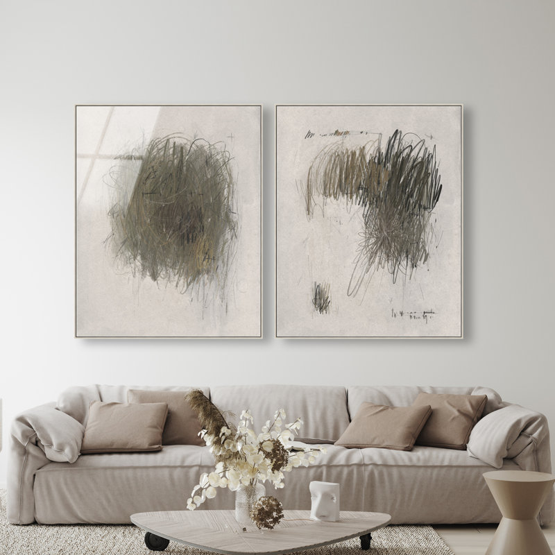 Modernist Sketch Set Set by Oliver Gal, 37"H x 46"W, Silver Floater Frame