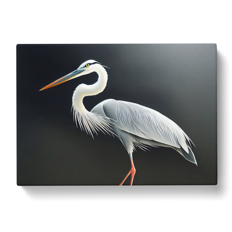 Pleasing Heron Bird - Wrapped Canvas, 40cm H x 60cm W x 3cm D