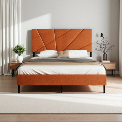 Structure de lit en métal, lit plateforme carré avec rangement sous le lit, aucun matelas à ressorts requis