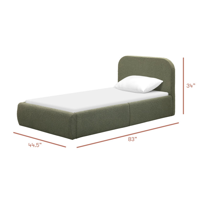 Nara Twin Bed, Performance Olive Boucle, Twin