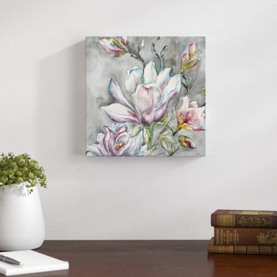 Magnolia On Light Grey by Tre Sorelle Studios - Wrapped Canvas Print