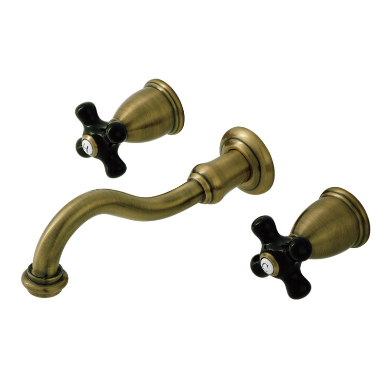 Kingston Brass Duchess Two-Handle Wall Mount Bathroom Faucet, Antique Brass