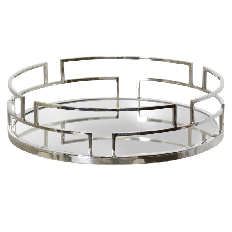 Demaio - Mirror Tray - Nickel, 3" H x 12" W x 12" D