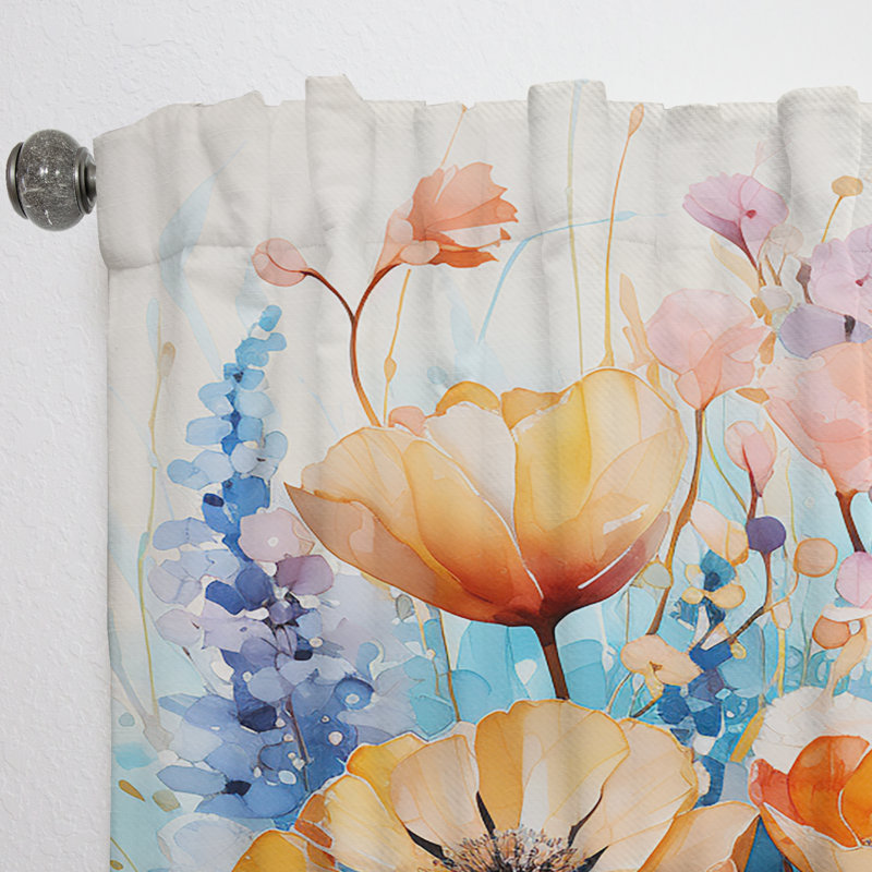 Hodge - Rideau obscurcissant à motif floral bleu - 1 panneau, L 52 po x L 84 po