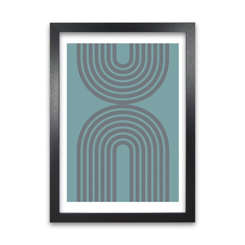 Grey And Blue Modern Rainbow - Print, Black Frame, 42cm H x 30cm W x 3cm D