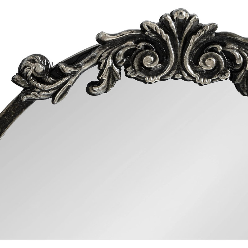 Miroir ovale en verre trempé Lunara, 39,8 po x 28,3 po, Noir