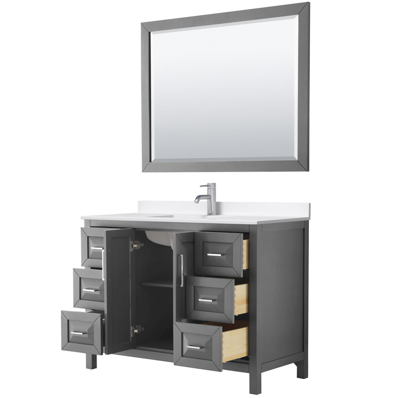 Daria 48'' W Vanity, Gray, Polished Chrome, Giotto Quartz