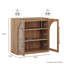 Ensemble de 4 buffet modulaire avec porte en verre arquée et tablettes réglables, brun clair-1450101534