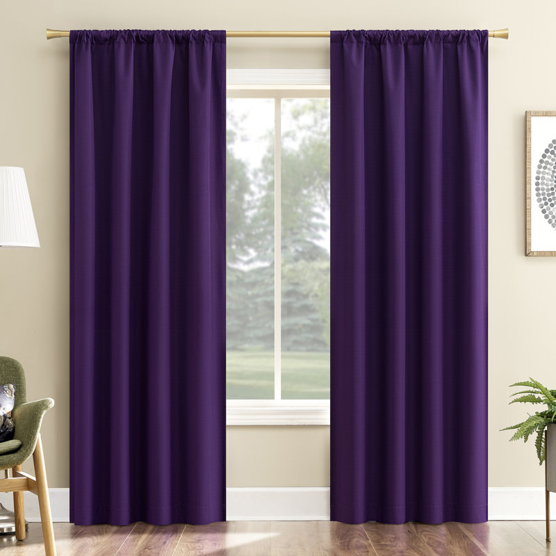 Karina Textured Blackout Rod Pocket Curtain Panel, Purple, 40" W x 84" L