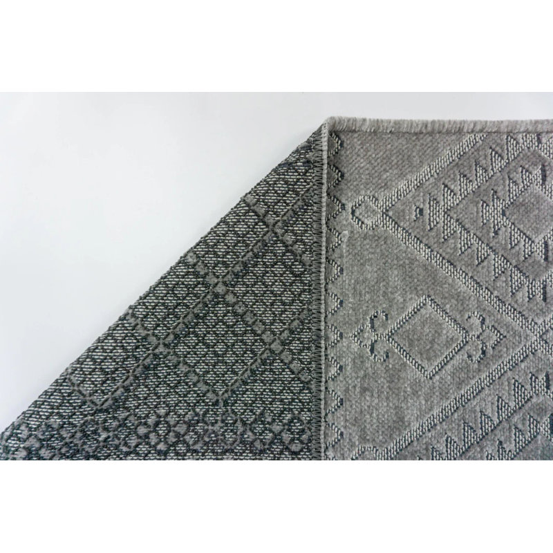 Perley Gray Machine Washable Non-Slip Base Durable Decorative Kilim Carpet, Rectangle 3' x 4'
