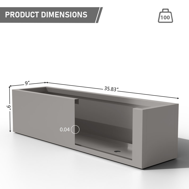 Grande boîte à fleurs rectangulaire d'intérieur / extérieur de 9 po H x 36 po avec trous de drainage pour grande terrasse