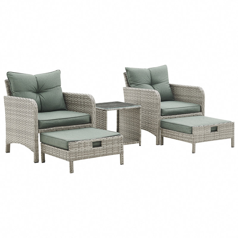 Mukul Rattan 2 - Person Seating Group with Cushions
