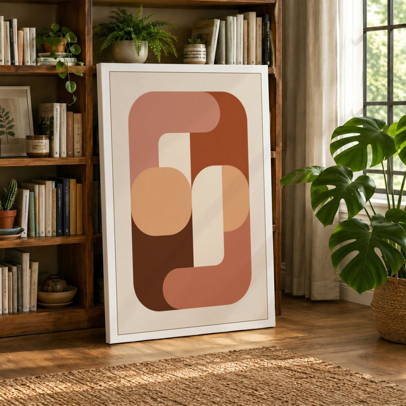 Geometric Harmony Mid-Century - Wrapped Canvas, 30x20 - 76.2 x 50.8 cm, Black Border