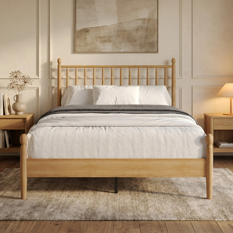 Downey Queen Platform Bed, Light Oak, Queen