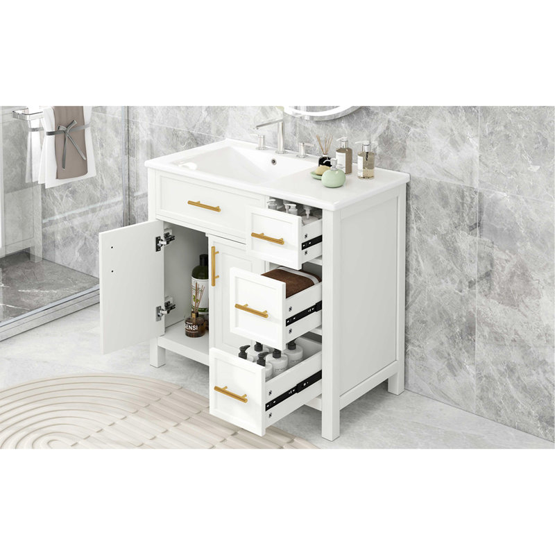 Meuble-lavabo élégant avec rangement spacieux et fabrication durable, Blanc