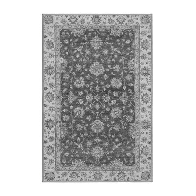 Tapis oriental oriental gris 8 pi x 10 pi fabriqué à la machine