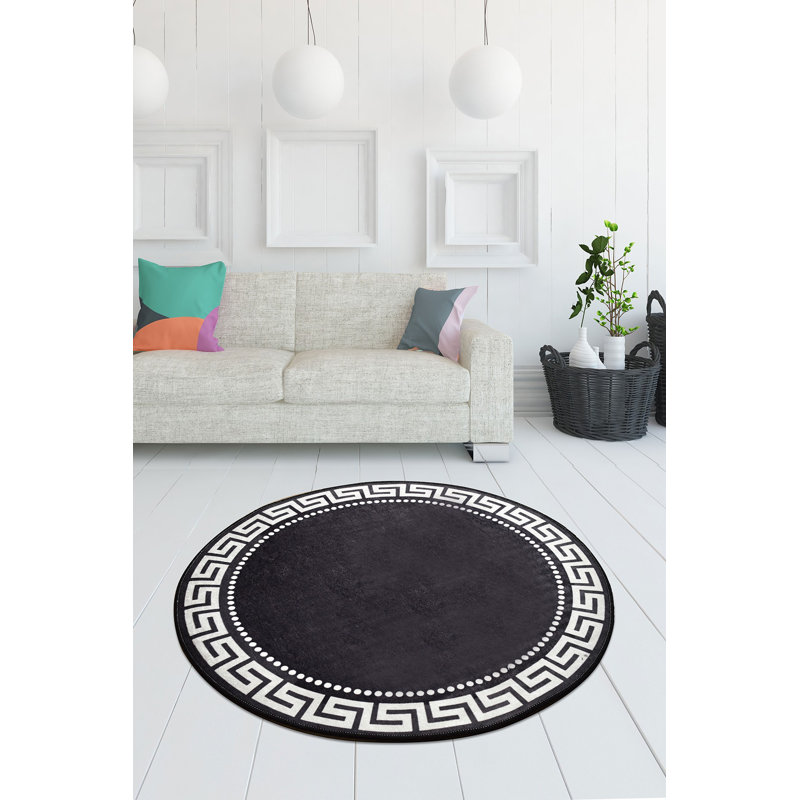 Antibacterial Round Carpet, 39.4 Inches Diameter, 100% Polyester, 0.2 Inches Pile Height | Non-Slip Underside, Machine Washable | Perfect for Living Room, Bedroom, and Playroom, Soft and Durable Design