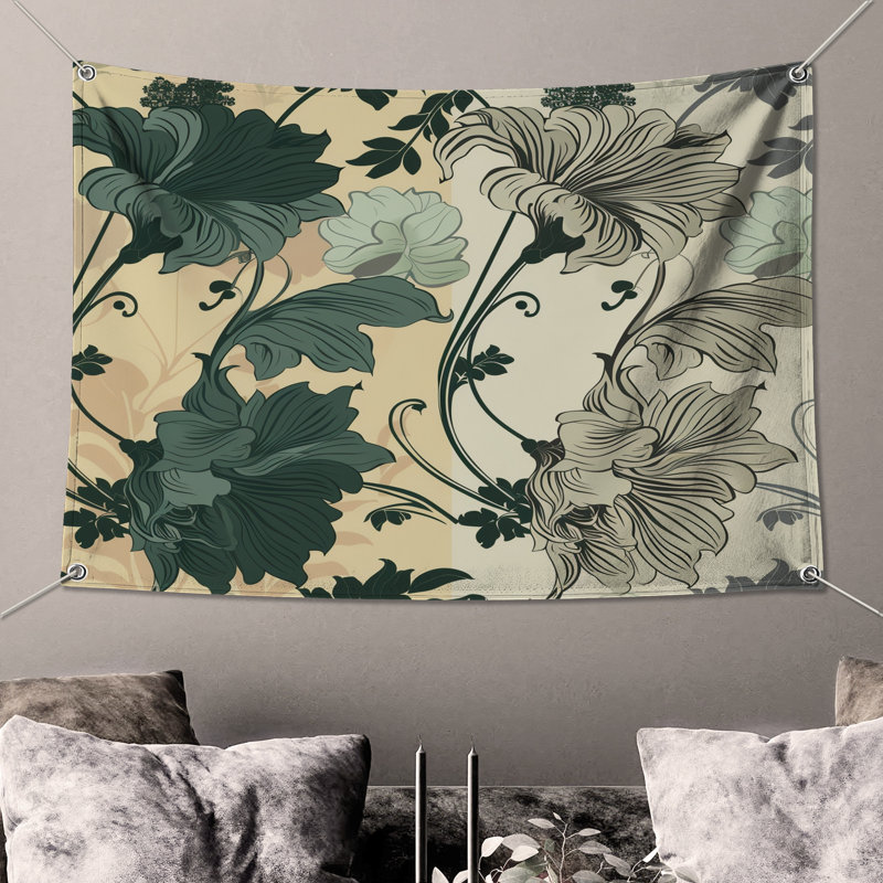 Tapisserie murale florale - Décoration murale nature, H 51 po x l 60 po avec 4 œillets