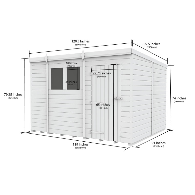 10x8 Pent Composite Shed
