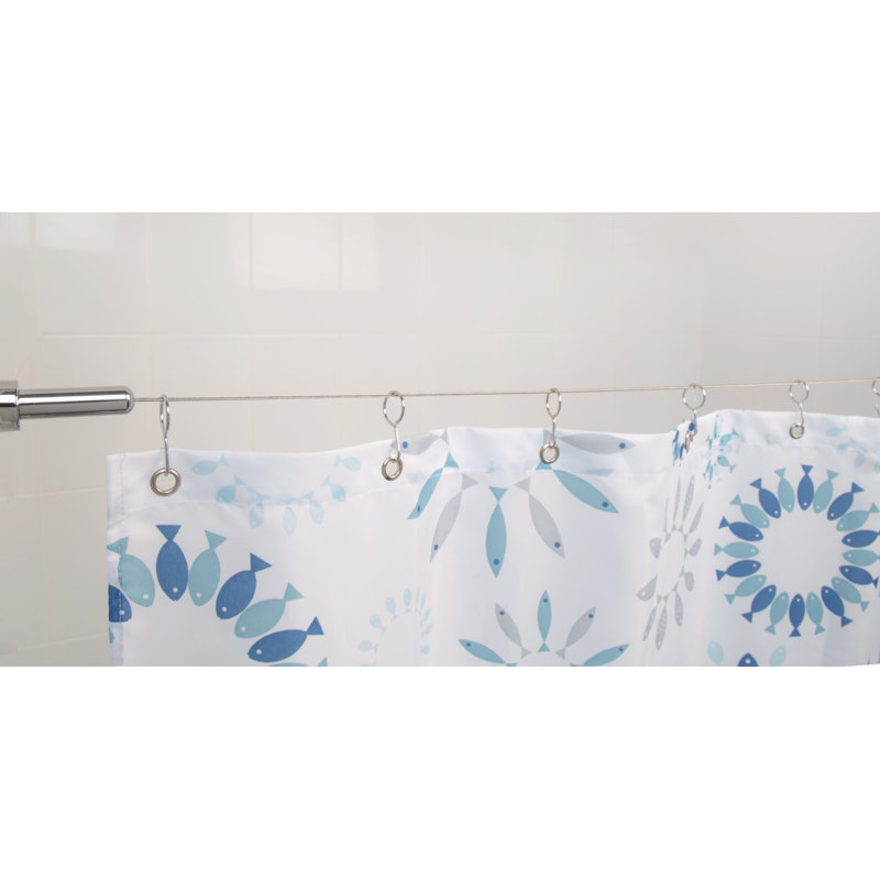Ultra-Slim 118'' Chrome Stainless Steel Shower Curtain Cable