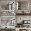 Miroir mural avec coins arrondis, affichage de la température, lumière tricolore, désembuage, cadre de haute qualité et verre haute définition pour un usage domestique