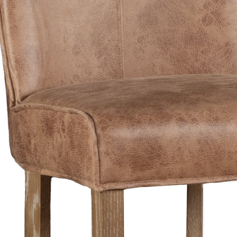 Avery Upholstered Stool with Solid Wood Frame, Brown