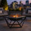 Teamson 60cm Wood Burning Fire Pit with Spark Screen, Fire Poker, Cooking Grate, Square Steel Fire Bowl for Patio & Garden