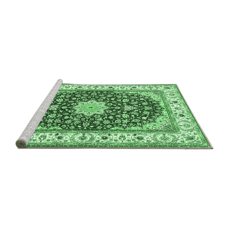 Tapis traditionnel vert émeraude 3538, Rond 4 pi