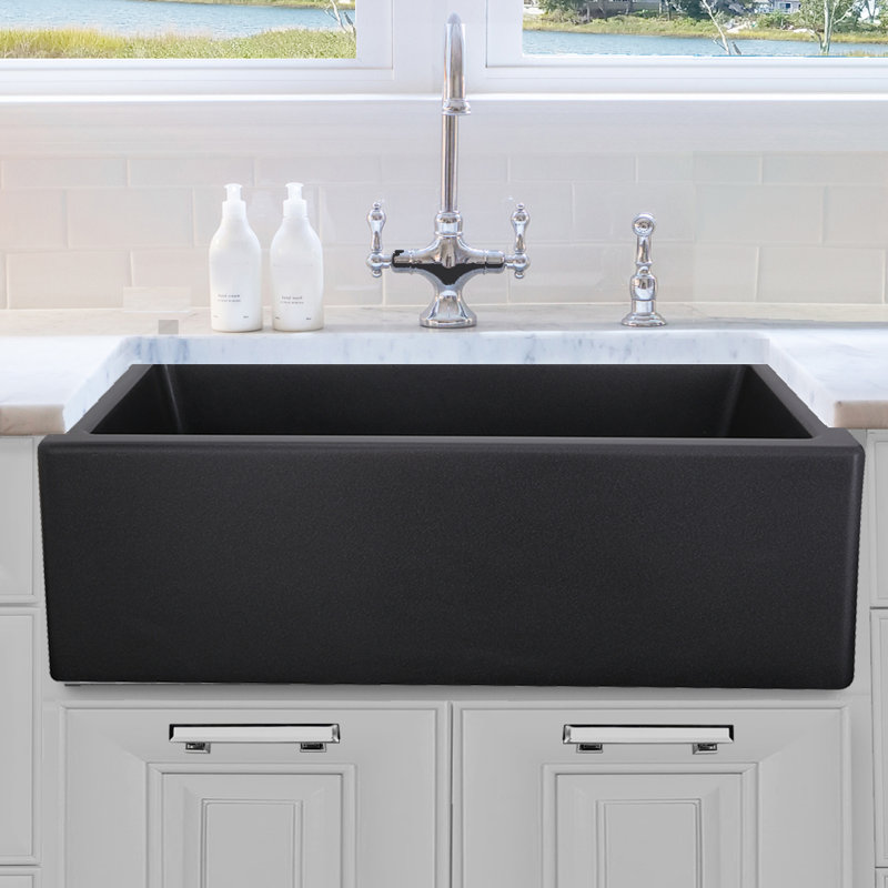 Reinart 30'' L Single Basin Kitchen Sink, Black