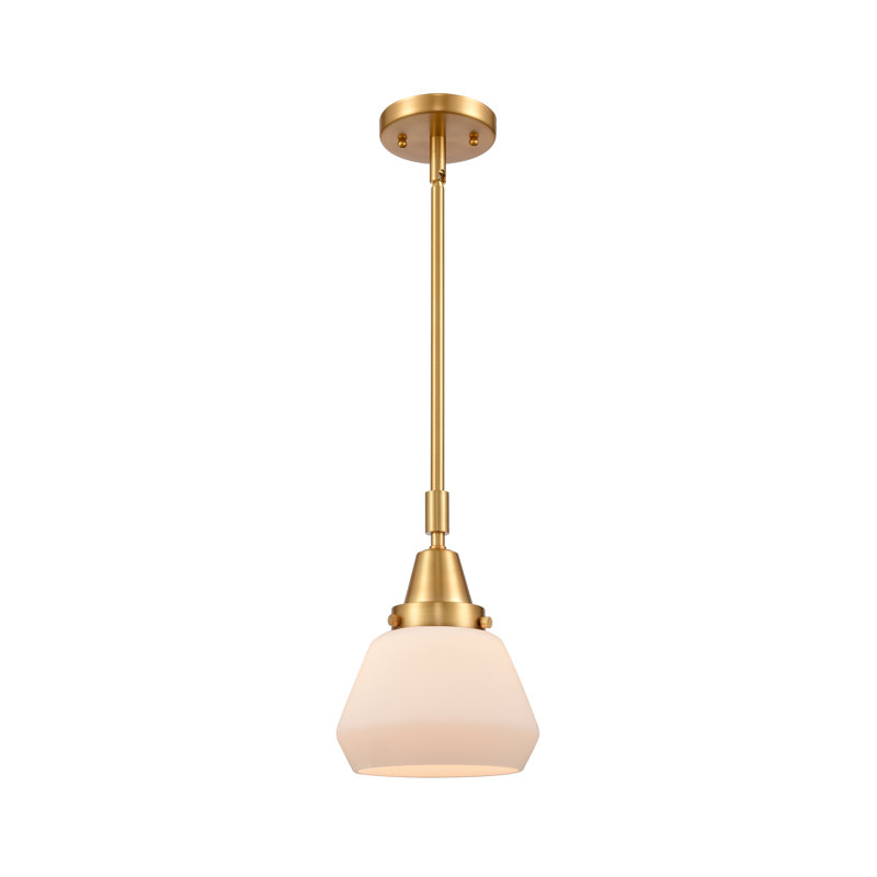 Luminaire suspendu conique à 1 lumière Cahn, Blanc mat, Ampoule non incluse, Or satiné
