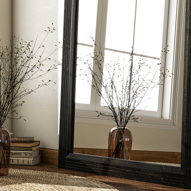 Wood Framed Wall Mirror, Dark Brown Wood, 40" x 26"