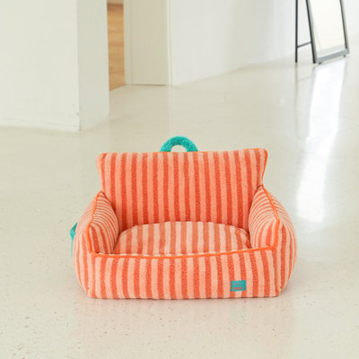 Striped Furniture Style Sofa Cat Bed, Orange, Large