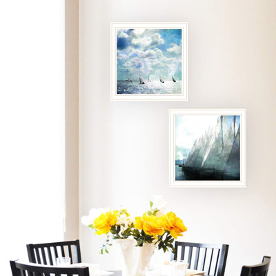 2 Pc Wall Art Print For Home, Living Room & Bedroom Decor, White Framed, Fade-, Multicolor Wood Paper Stylish Homes, Bedroom, Multicolor, Quality