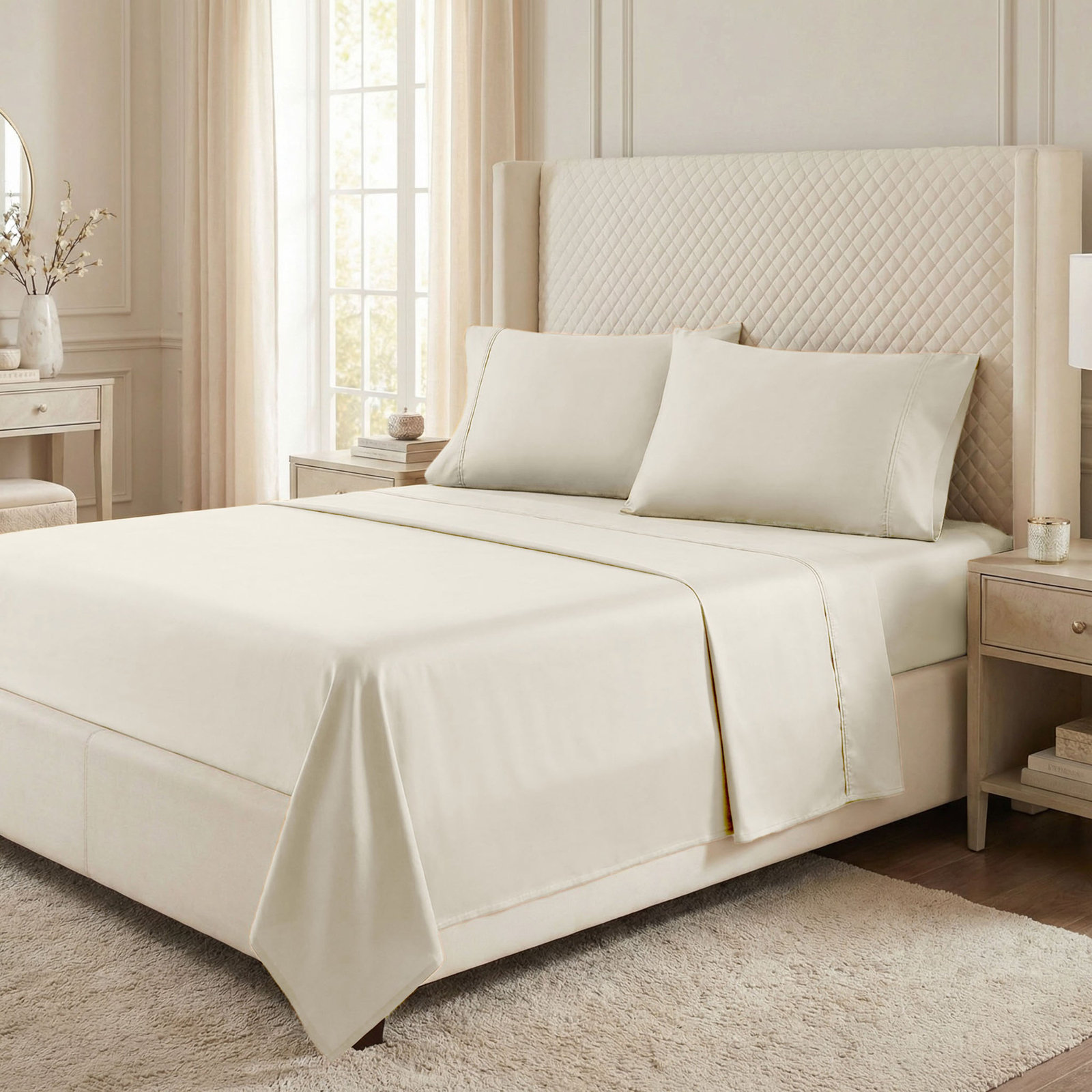 Edmont Cotton Sheet Set, Queen, Ivory