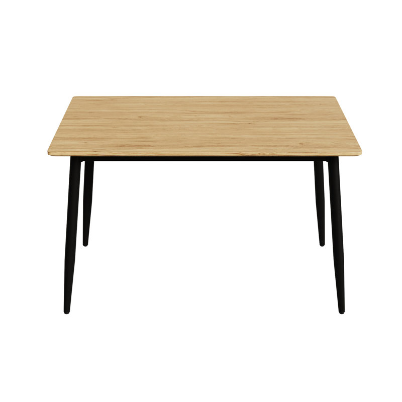 Modern Minimalist Wood Grain Tabletop Dining Table, Stylish Dining Table, Kitchen Dining Table, Sturdy And Durable, Easy To Assemble, Black Metal Leg Design, Suitable For 4-6 People, Suitable For Home