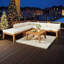 Ensemble de canapé modulaire de luxe en bois d'acacia modulaire d'extérieur en L avec lit de jour convertible, repose-pieds et coussins résistants aux intempéries