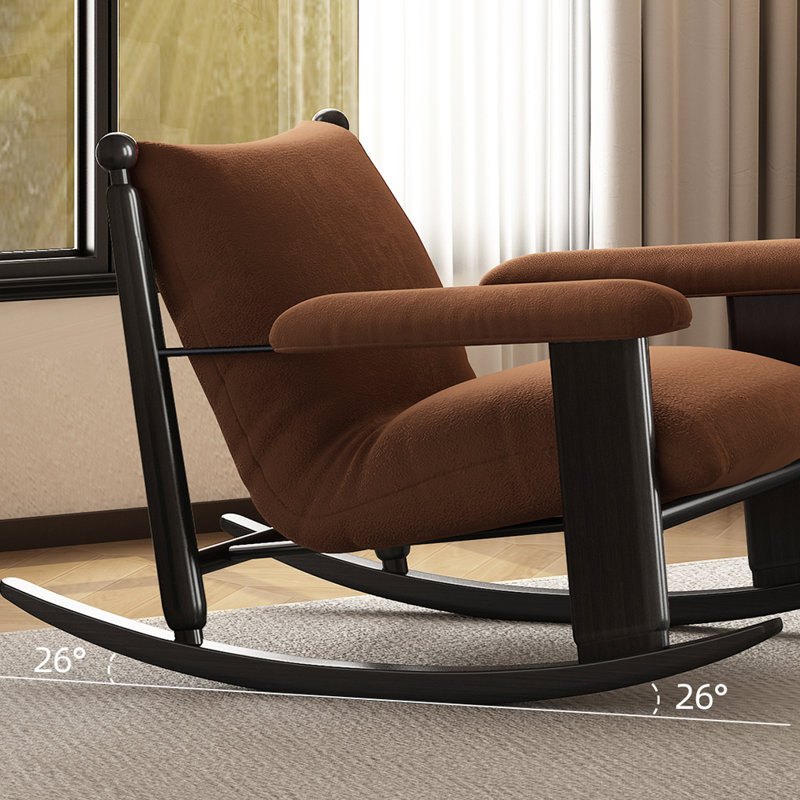Chaise berçante rétro en bois massif Modern Home, Brun