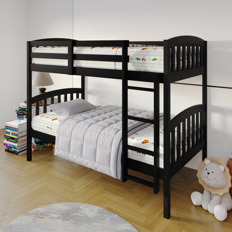 Jeeven Kids Twin Over Twin Bunk Bed, Black