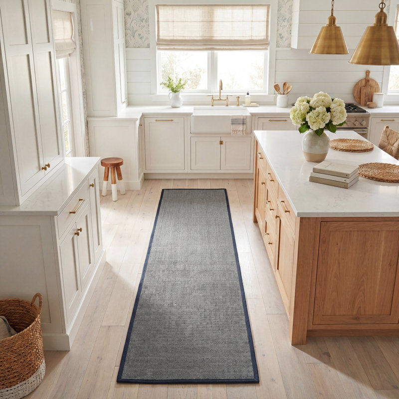 Puryear Natural Fiber Sisal Pile Solid Color Rug, Runner 2'6" x 8'