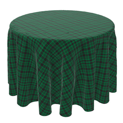 Round Plaid Cotton Twill Tablecloth