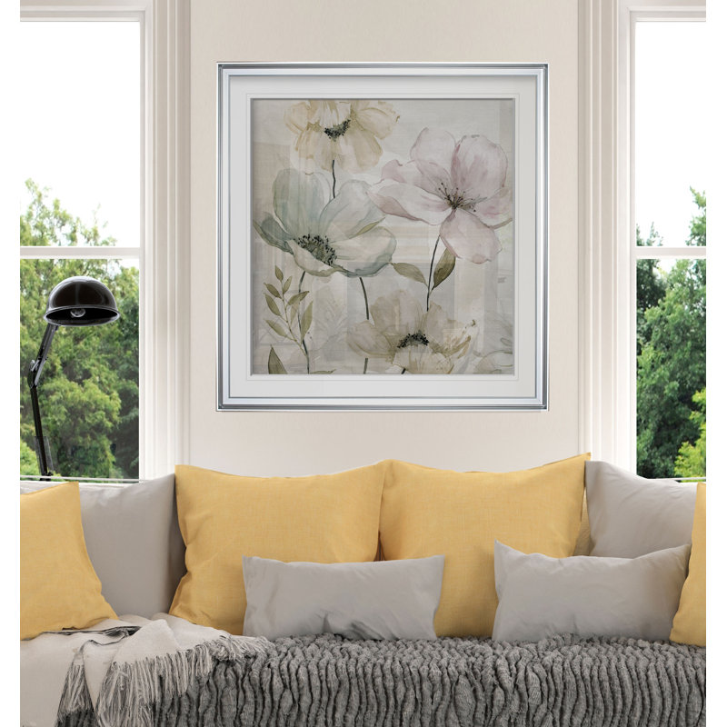 «Hibbitts Garden Grays», reproduction d'art graphique, H 24 po x l 24 po x P 2 po, Cadre argenté