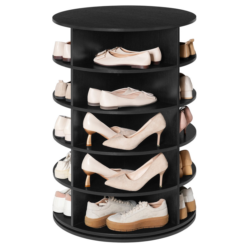 Yasmani 23.6" W 5-Tier Rotating Shoe Rack, Black