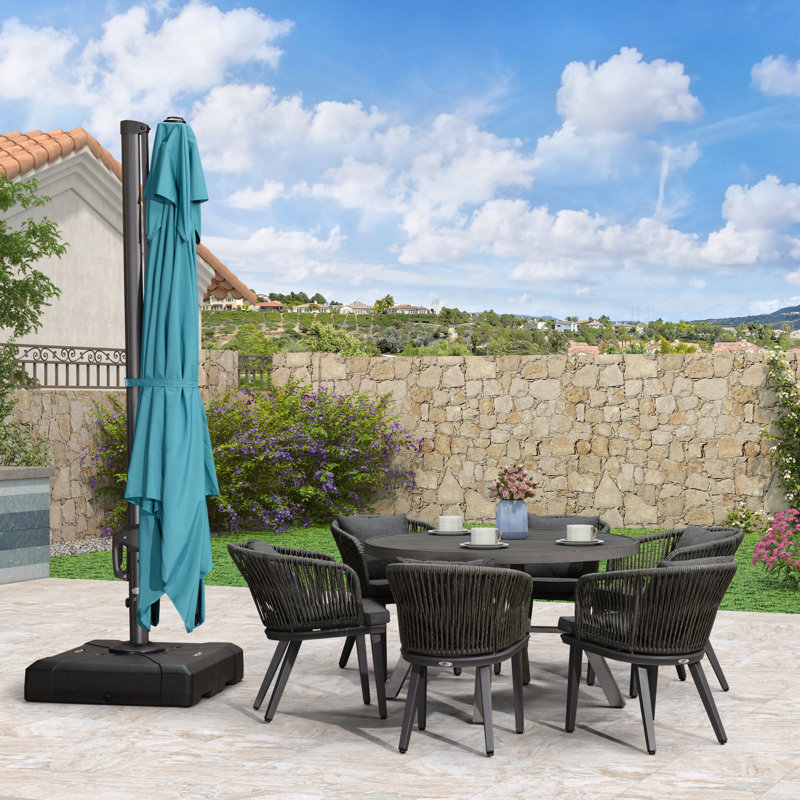 335cm Cantilever Parasol, Turquoise Blue