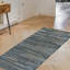 Tapis bleu abstrait en coton tissé à plat à la main