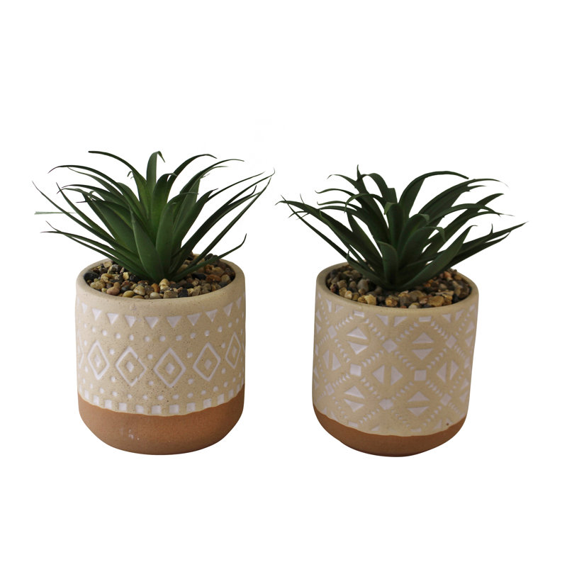 18cm Faux Succulent Plant in Ceramic Pot