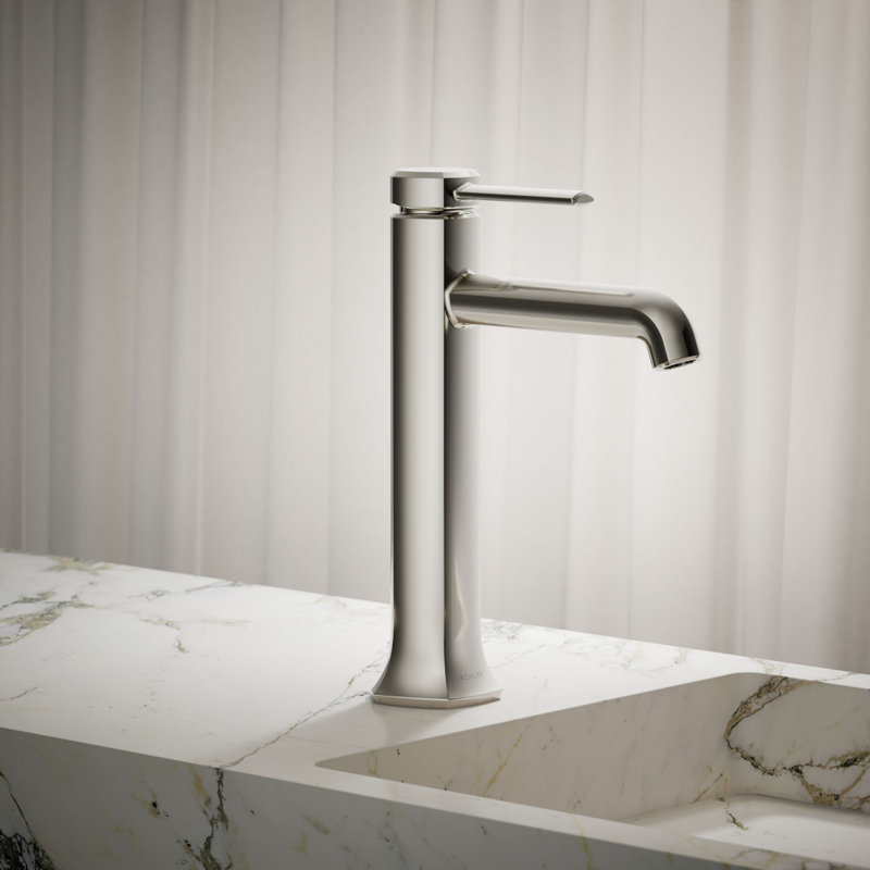 Robinet de lavabo vasque à poignée simple avec drain occasion, Nickel poli de couleur vibrante, 1,0 gal/min