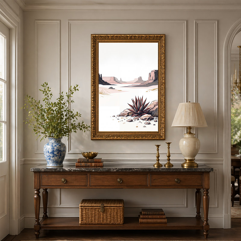 Toile agave foncé sur des rochers près du désert rose, art mural sur toile, 30"H x 20"W