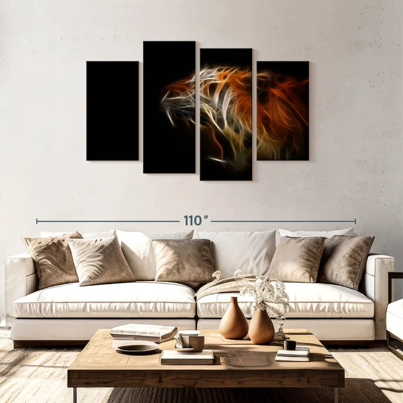 Flammes de tigre abstraites, H 48 po x l 75 po
