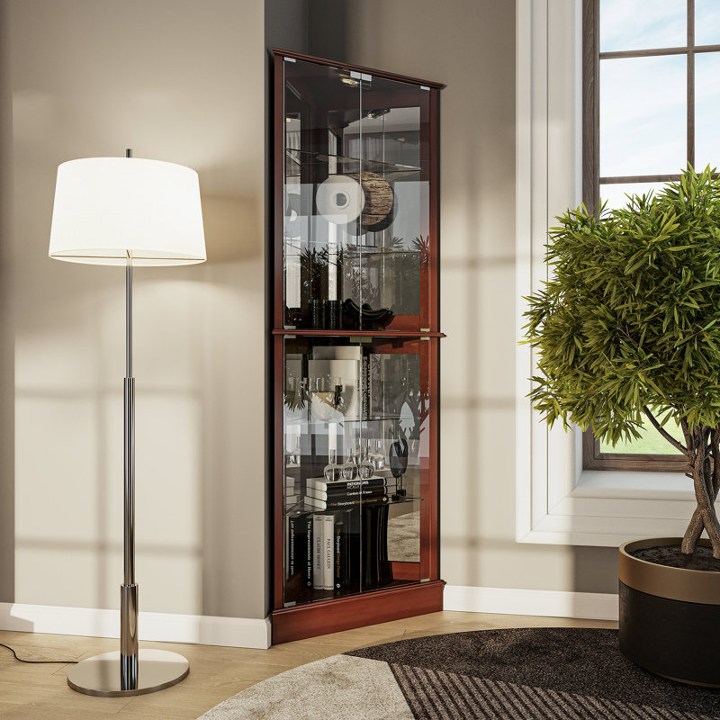 Vitrine de coin lumineuse H 72 po, Noyer